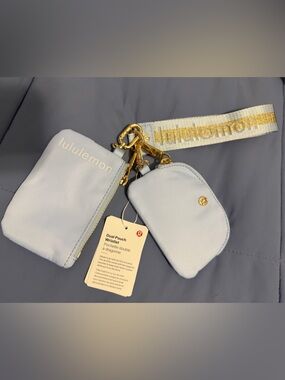 Lululemon Dual Pouch Wristlet NWT Blue Grey Gold